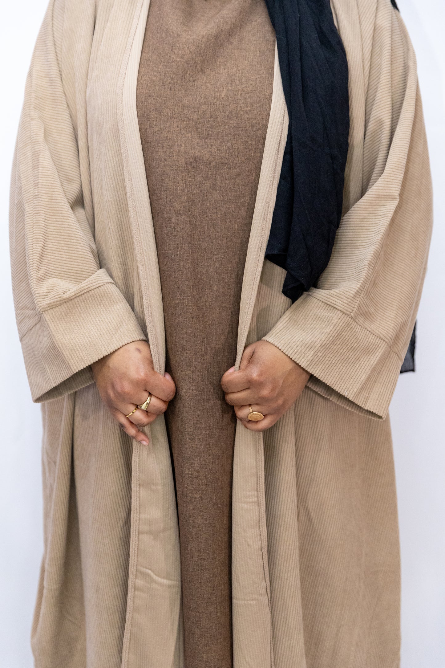 Open Corduroy Abaya - Mocha