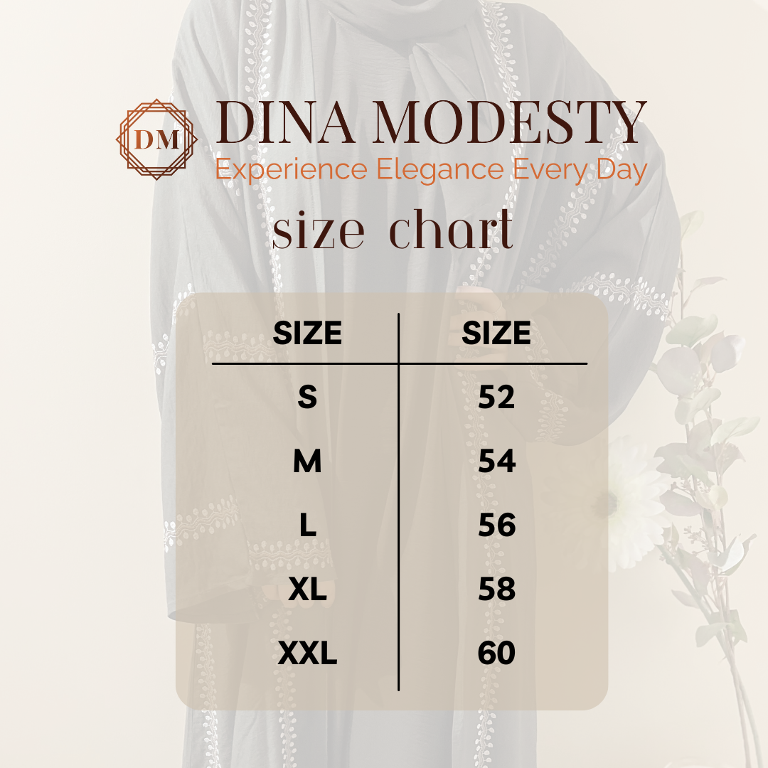 Embroidered Open Abaya - Black and Brown