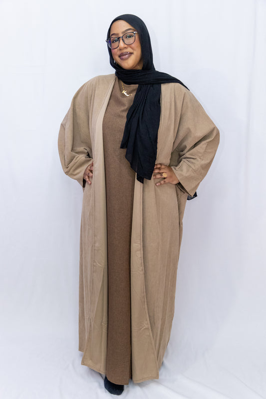 Open Corduroy Abaya - Mocha