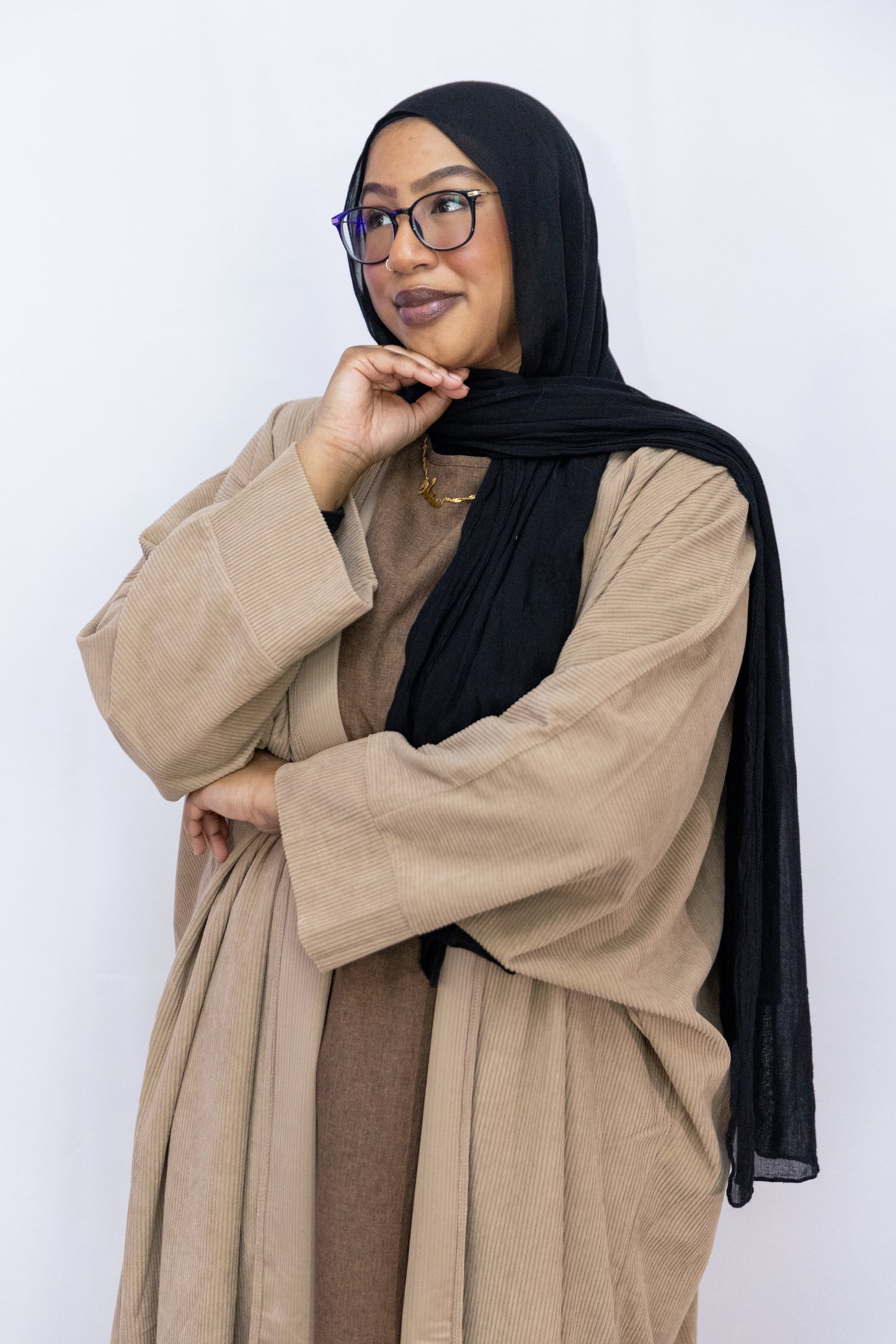 Open Corduroy Abaya - Mocha