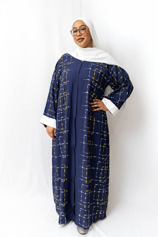 Embroided Navy Abaya