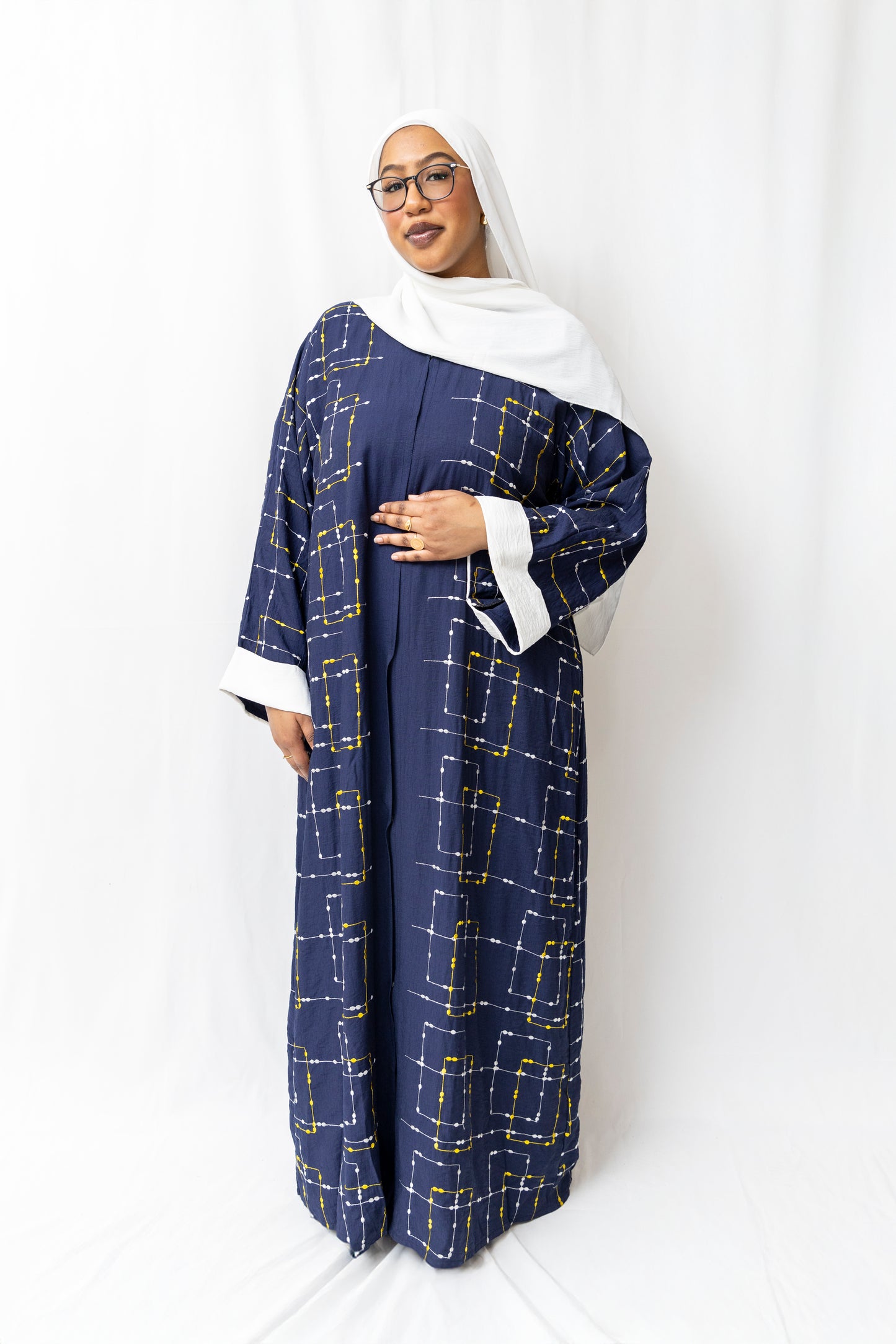 Embroided Navy Abaya