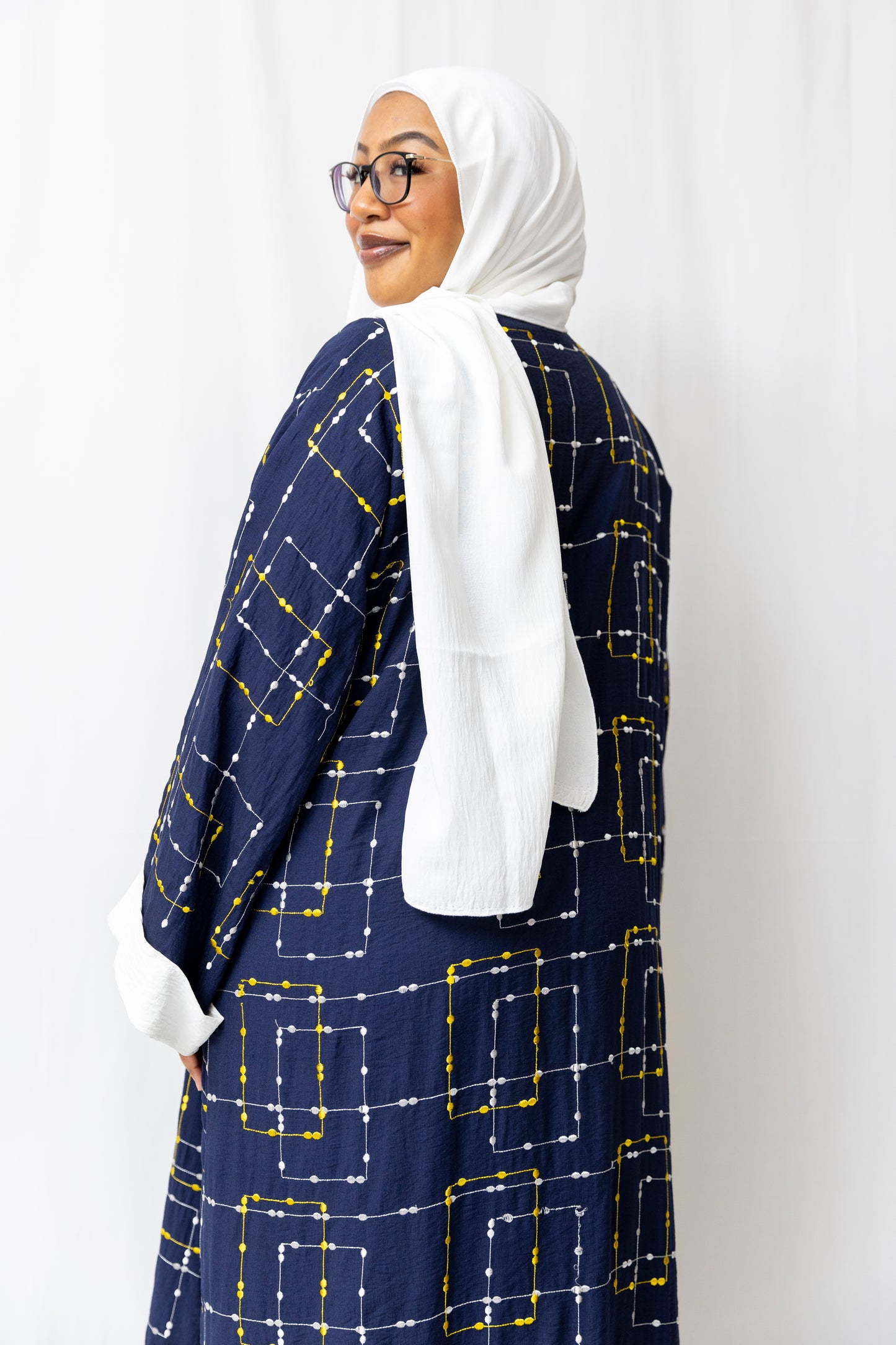Embroided Navy Abaya