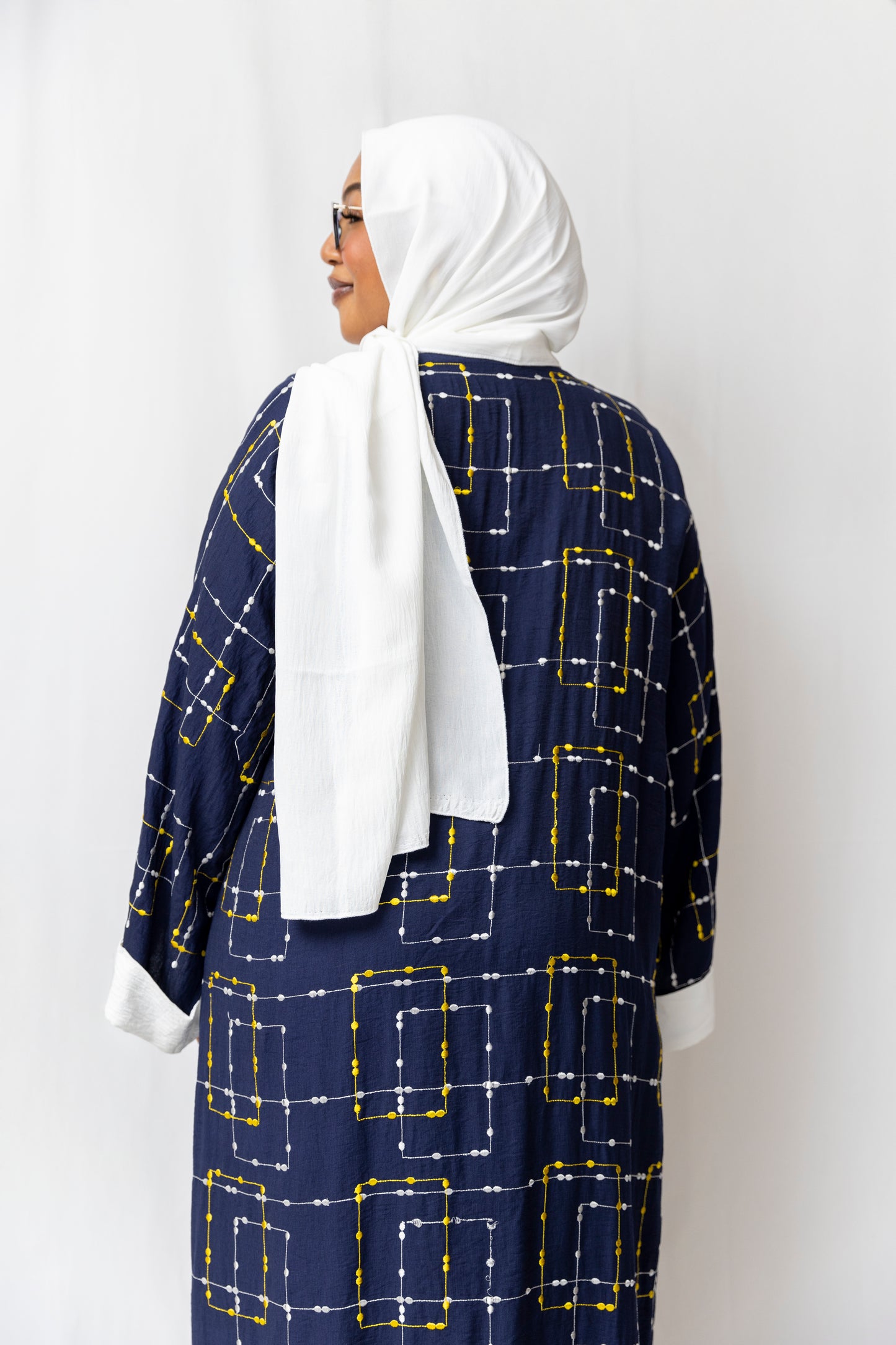 Embroided Navy Abaya