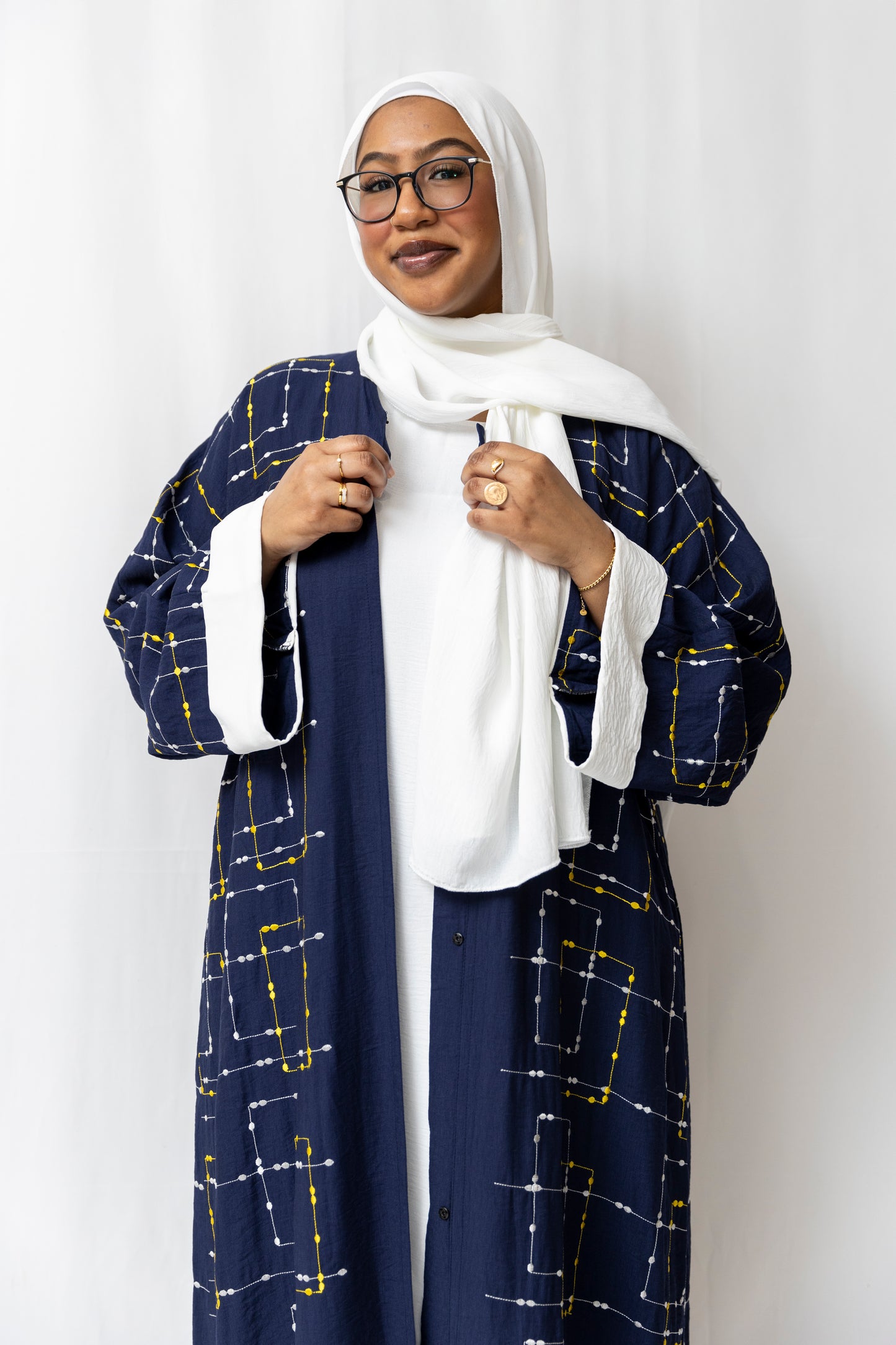 Embroided Navy Abaya