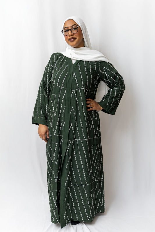 Embroided Green Abaya