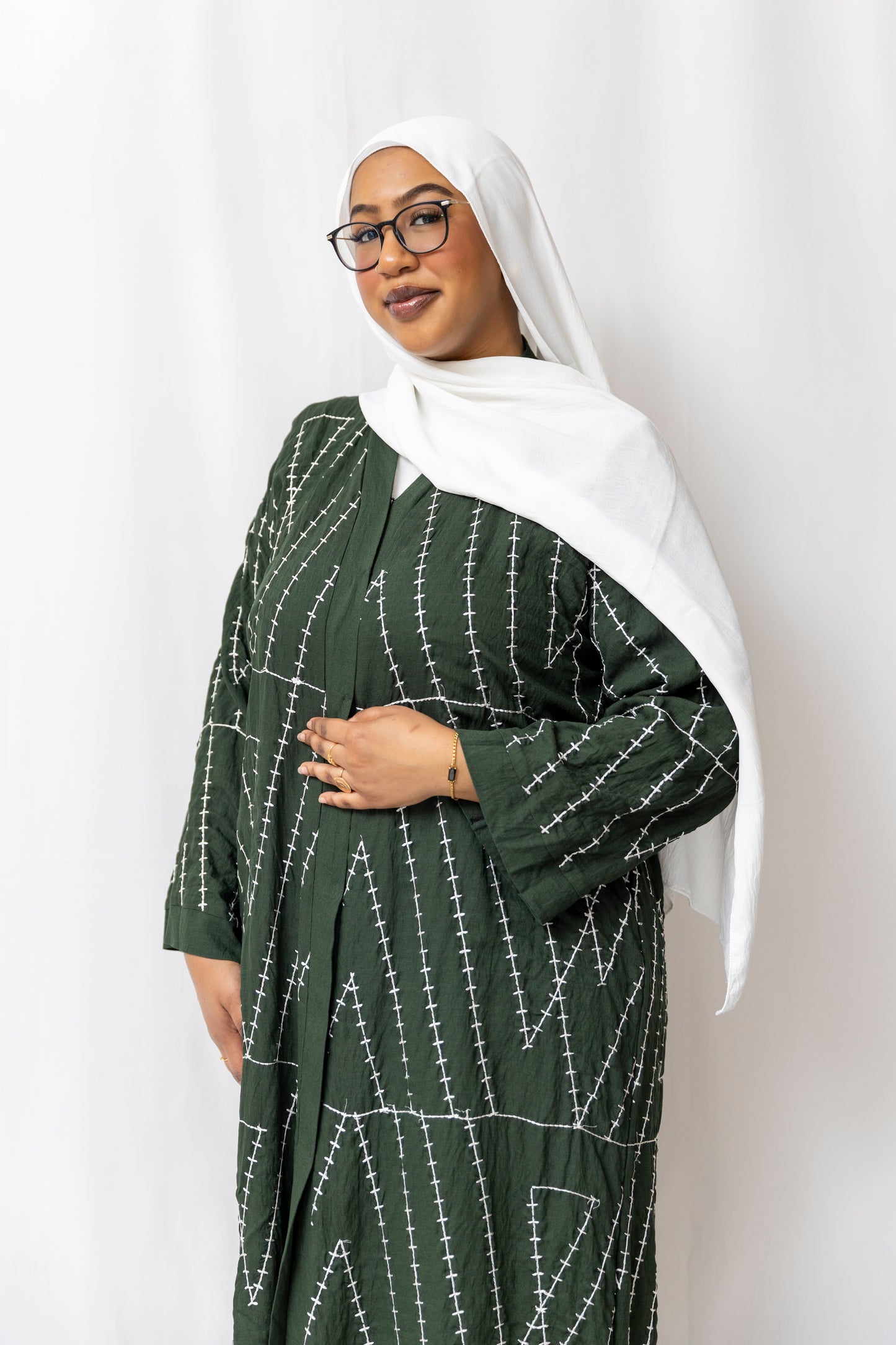 Embroided Green Abaya