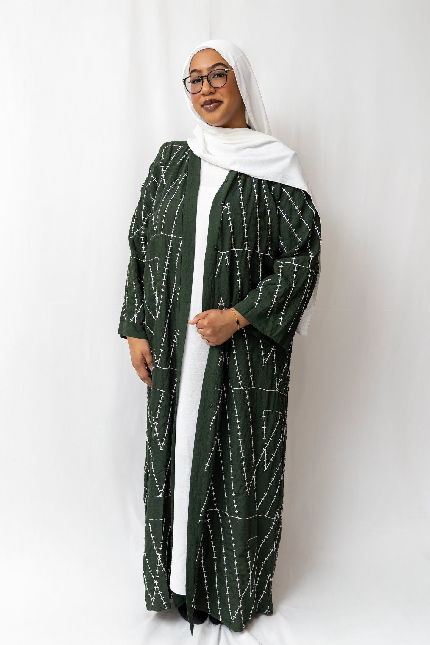 Embroided Green Abaya