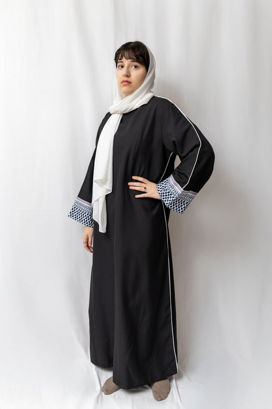 Linen Kuffiyeh Abaya - Black