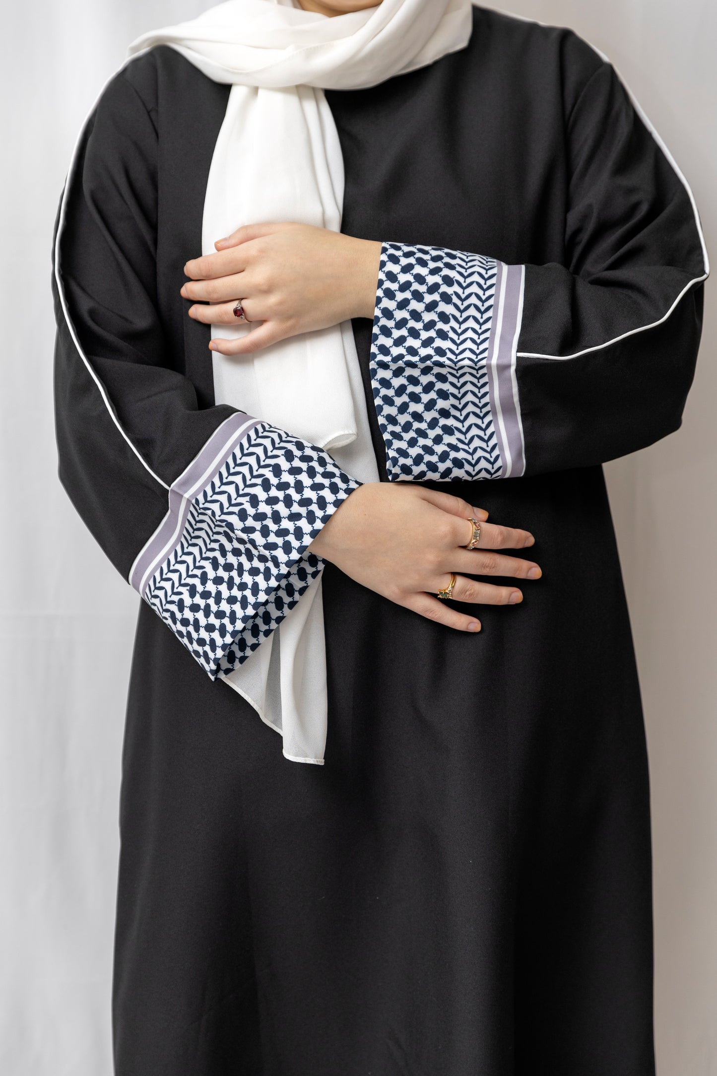 Linen Kuffiyeh Abaya - Black