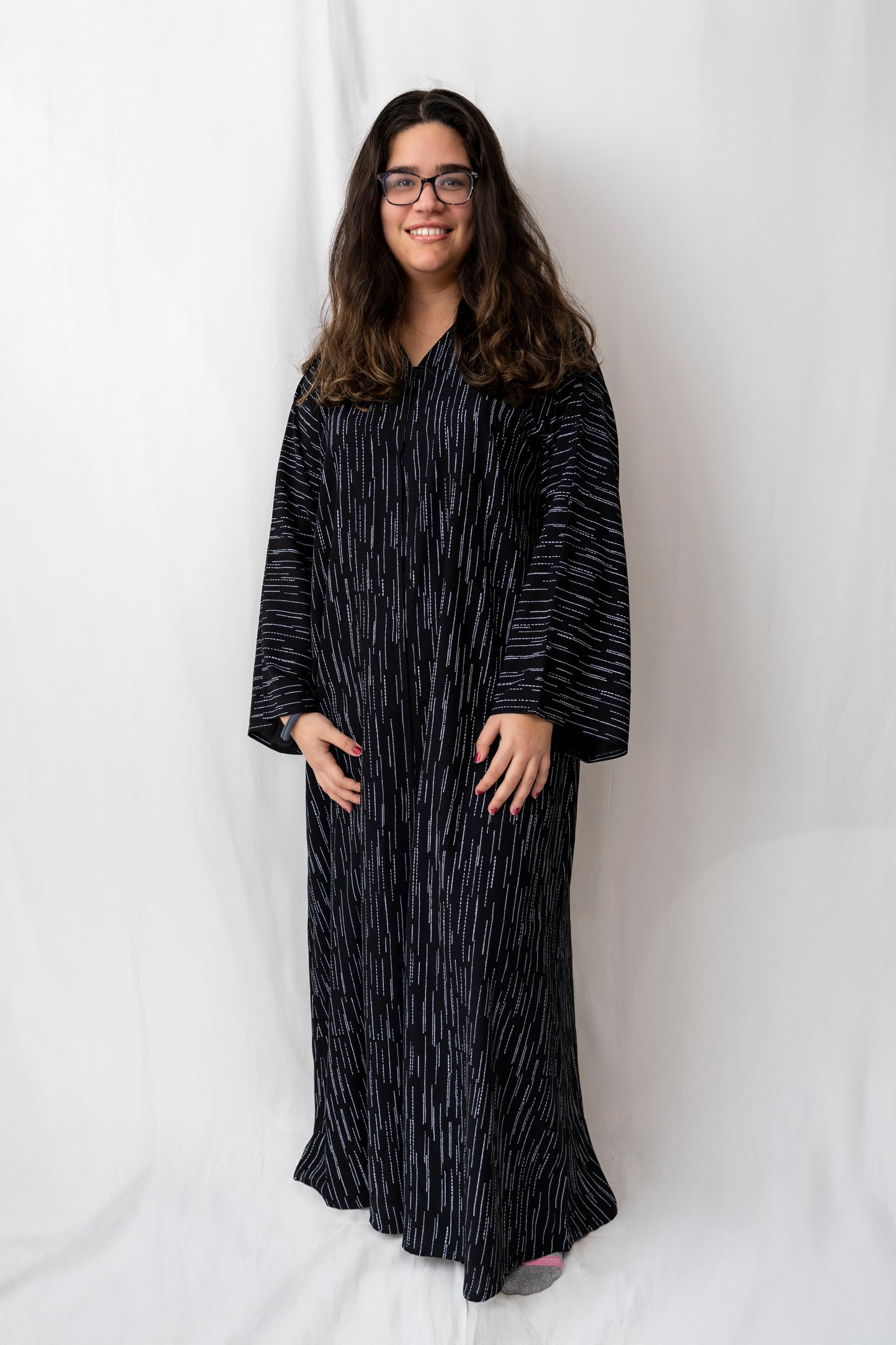 Black Striped Abaya