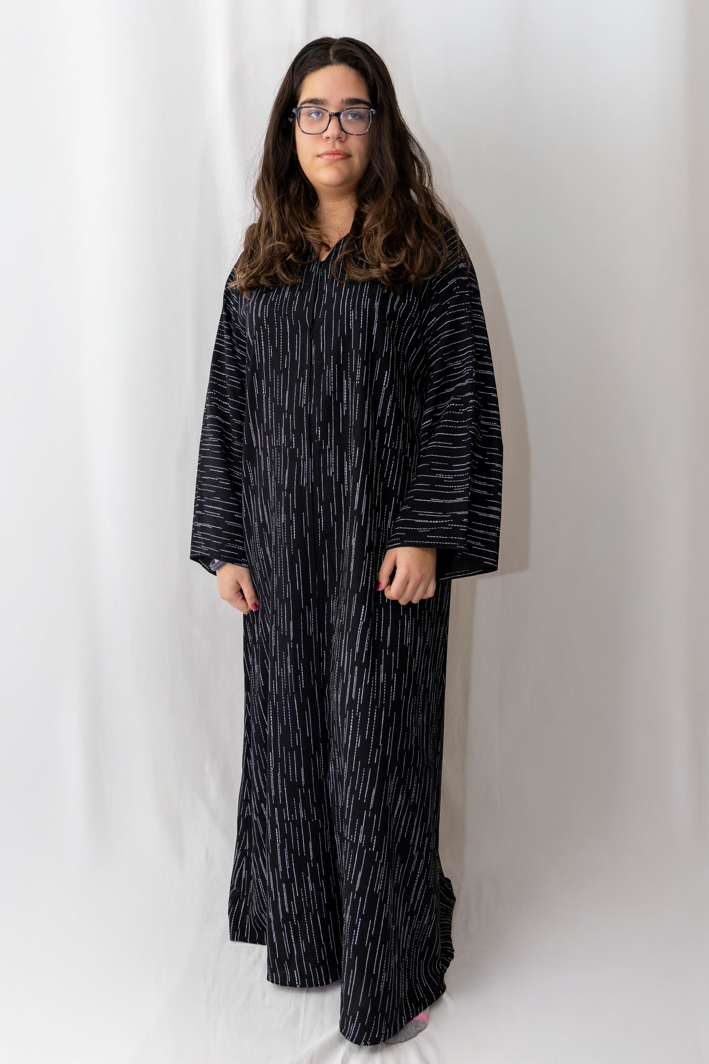 Black Striped Abaya