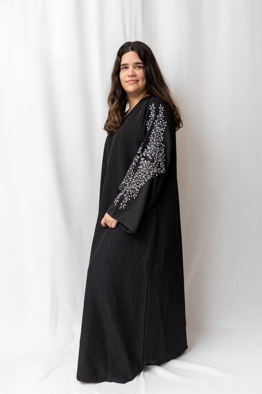 Black Floral Abaya