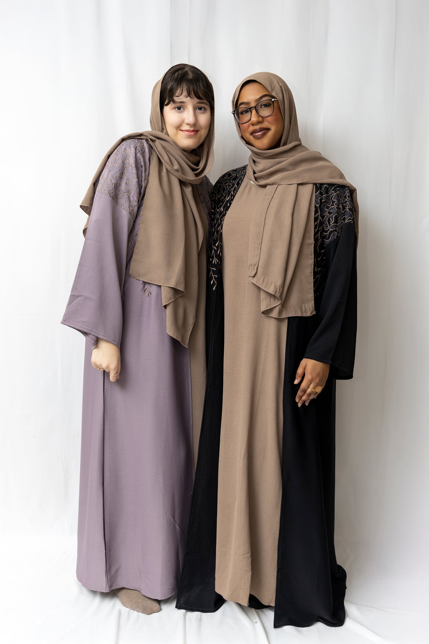 Embroided Black abaya - 3 piece set