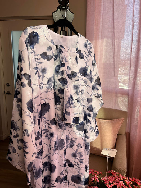 Blossom Abaya Set - Navy